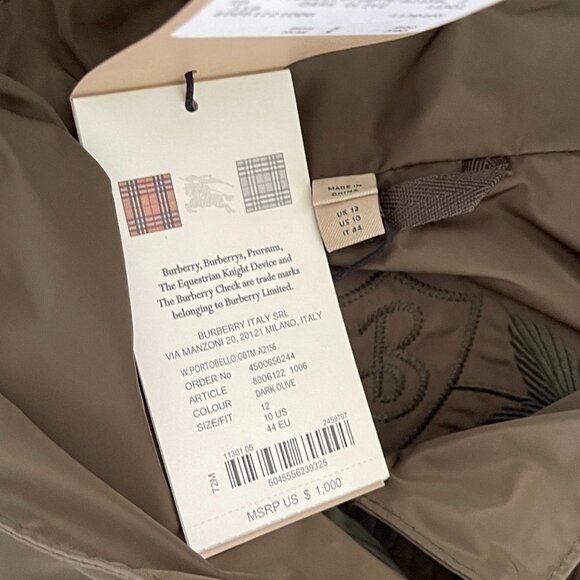 BURBERRY Portobello Women's Parka Hooded Jacket - 10 US Dark Olive - Picture 13 of 16